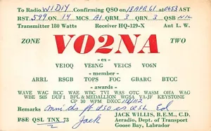 # G3625 GOOSE BAY, LABRADOR, CANADÁ Q S L RADIO POSTAL - Imagen 1 de 2