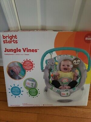 Bright Starts Cradling Bouncer Seat W/ Vibration & Melodies, Jungle Vines, READ • 16.05$