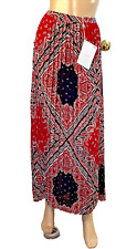 Michael Kors Woman’s Long Skirt XL Red Black Paisley Print Pleated Clasic Modern