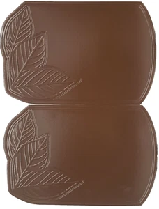 Set of 2 PVC Non Clear Placemats (18" x 12") ENGRAVED LEAVES ON BROWN, BH - Picture 1 of 16