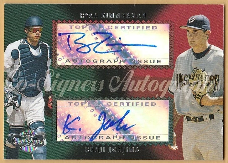 Topps Co Firmers Ryan Zimmerman y Kenji Johjima 2006 autógrafo certificado #CS-47 Foto 1 de 1