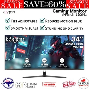 Kogan Infinity 34" Curved Ultrawide WQHD 165Hz 1ms Gaming Computer Monitor New - Picture 1 of 12