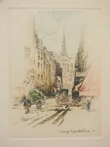 Tony Cardella - Rue du Haut Pavé à Paris - eau forte en couleur, gravure - Imagen 1 de 3