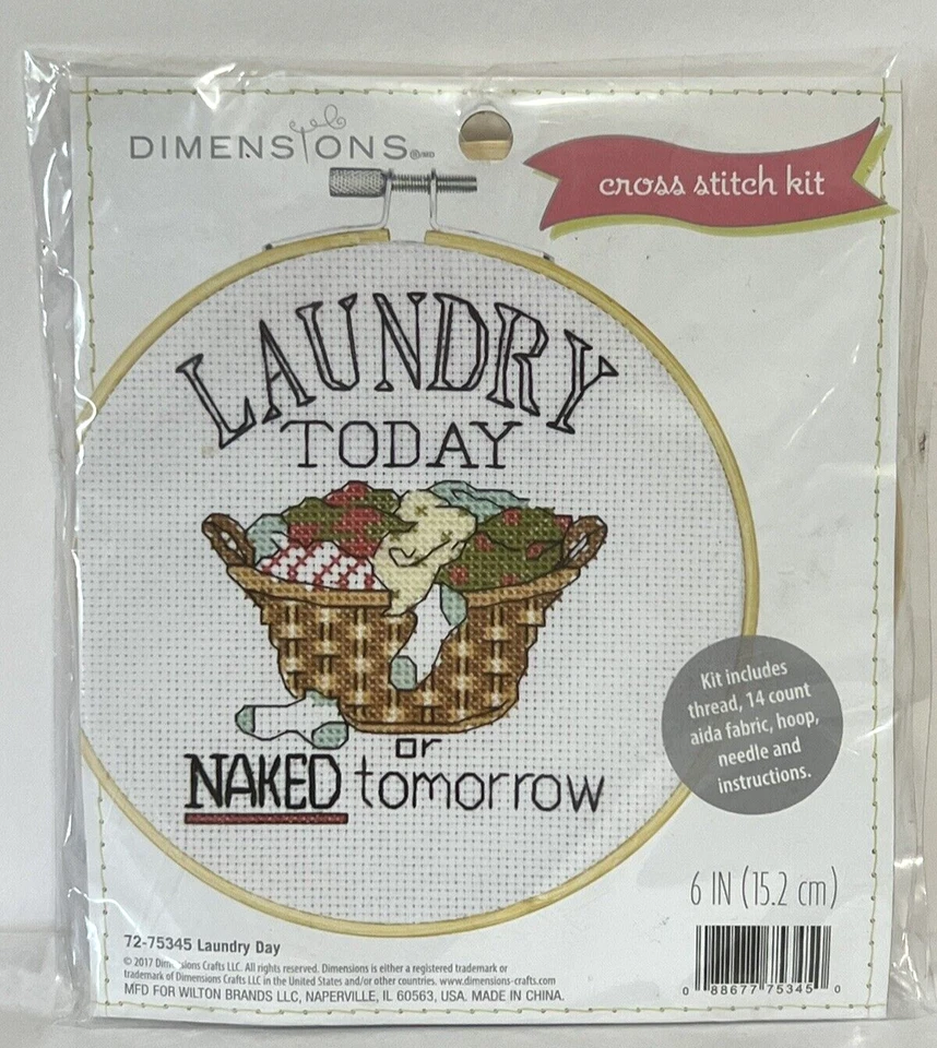 Laundry Day Dimensions Counted Cross Stitch Kit Craft Needlework Needlecraft