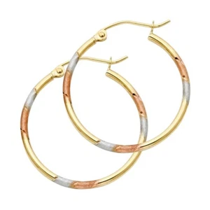 Gold 14K Tri Color Gold Diamant Schliff Ohrringe - Bild 1 von 3