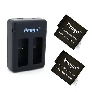Batería Progo 2 y cargador USB doble para GoPro HERO 7 negro AHDBT-501 AHBBP-501 - Imagen 1 de 3