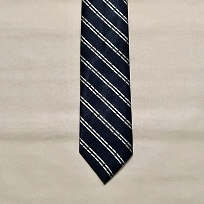 Corbata de cuello Michel Valentino para hombre a rayas azules clásica italiana 100 % seda hecha a mano Foto 1 de 3