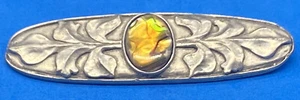 Seagull Pewter Abalone Long Bar Pin Brooch Signed Canada 1990 - Picture 1 of 7