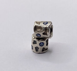 AUTHENTIC PANDORA STERLING SILVER AND BLUE CZ SPACER CHARMS