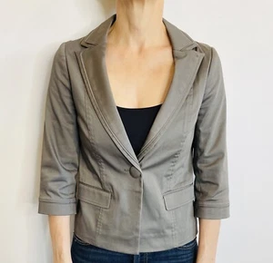 Baby Jane Cacharel Paris 38 (8 10) Grey Polished Cotton Jacket Blazer Designer - Picture 1 of 10