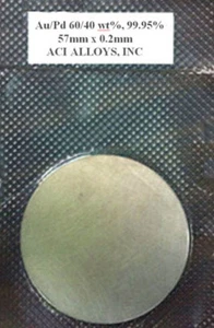 Objetivo SEM oro-paladio: Au/Pd 60/40 wt%, 99,95% puro, 57 mm de diámetro x 0,2 mm de espesor - Imagen 1 de 1
