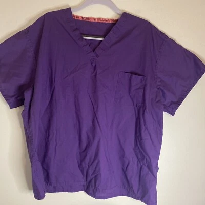 Fashion Seal Scrub Top Medical Uniform Purple V-neck XL - Image 1 of 4