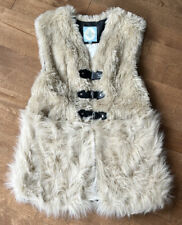 Tracy Reese Faux Fur Long Neutral Cream Vest Size Womens Small