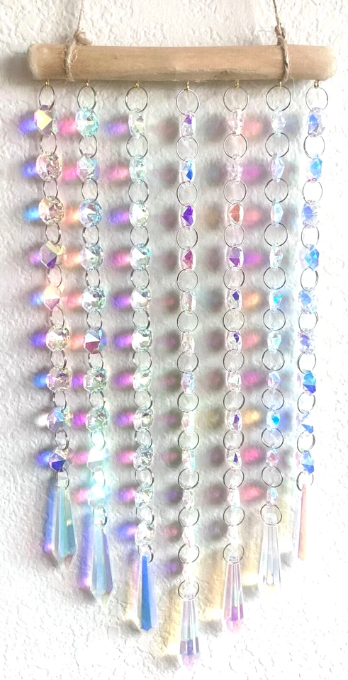 23" 7 Hilos Colgantes AB Cristal Prismas Atrapasol Cortina Sol Colgante Nuevo Foto 1 de 4