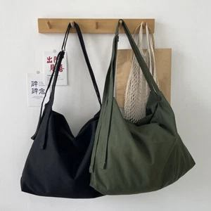 Bolso bandolera de gran capacidad bolso de lona bolso de hombro bolso de mano color liso con - Imagen 1 de 15