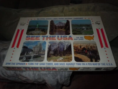 Vintage 1968 See The USA Peg Map Educational Board Game by Cadaco New Sealed Box - Image 1 of 4