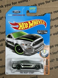 2017 HOT WHEELS FORD SHELBY GT350R ZAMAC MUSCLE MANIA #2/10 SILVER MUSTANG - Picture 1 of 16