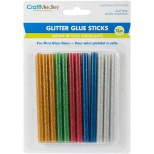 Craft Medley Dual-Temp Mini Glitter Glue Sticks - 7mm x 10cm 12pcs - Picture 1 of 2