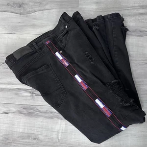 LTB Tommy Hilfiger Black Stretch Jeans Size 34x30 Womens Super Skinny Distressed - Picture 1 of 8