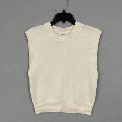 Wilfred Sweater Vest Womens Medium Ivory Merino Wool Blend Knit Aritzia Knit - Image 1 of 4