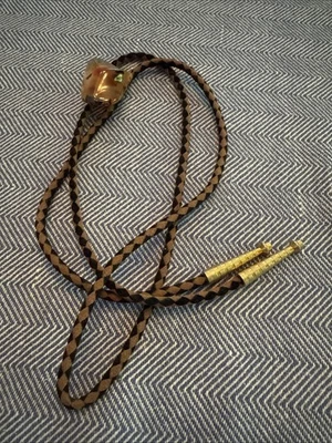 Винтажный галстук-боло 1970-е агат камень кожа юго-западный - Изображение 1 из 4