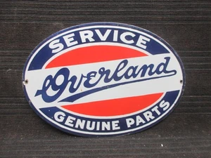 Porcelain Overland Service Enamel Metal Sign Plate Size 20" x 14" Inches - Picture 1 of 4