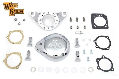 Conjunto de filtro de aire V-Twin 34-1633 cromo Wyatt Gatling calavera y hueso cruzado Foto 1 de 3