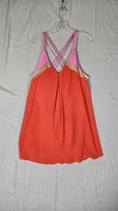 Impeccable Pig Dress Spaghetti Strap Colorblock Size Small Orange Pink Gold - Picture 1 of 8