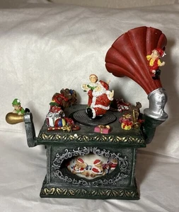 Christmas Gramophone Music Box Santa & Mrs Claus Rotating Jingle Bells - Picture 1 of 15