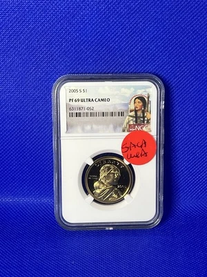 2005 S Sacagawea $1 NGC PF69 Ultra Cameo Large Portrait Label - Image 1 of 2