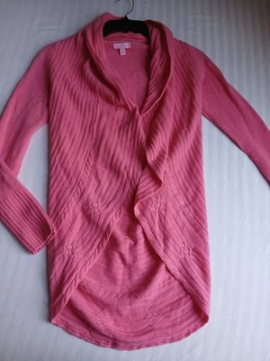 Suéter Lilly Pulitzer Pequeño 100 Cachemira Cárdigan Volantes Cable Tejido Capas Boho Foto 1 de 4