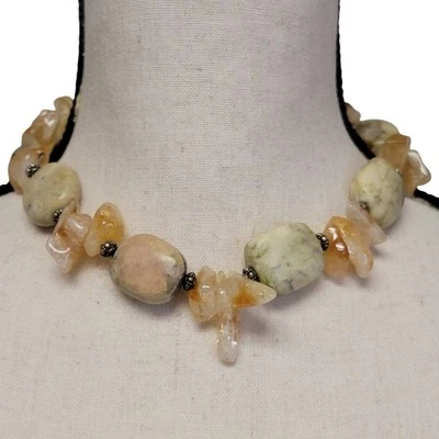Collar De Colección Ágata y Citrino Cuentas 19" Piedra Gruesa Declaración Boho Tribal Regalo Foto 1 de 4