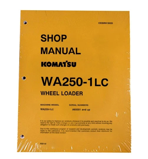 Komatsu WA250-1LC Cargador de Ruedas Taller Reparación Manual Pieza #CEBMW18020 Foto 1 de 1