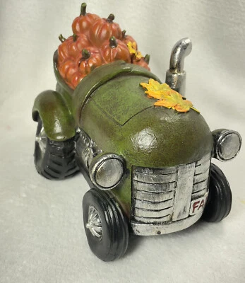 Green Tractor with Pumpkins - Image 1 of 4