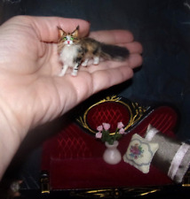 Calico Mainecoon Cat miniature OOAK 1:12 dollhouse realistic handmade IGMA kitte