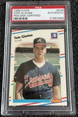 1988 Fleer - #539 Tom Glavine (RC) AUTOGRAPHED - Image 1 of 2