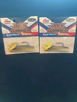 Z-MAN 2 Lot Z Man Evergreen Jack Hammer 3/8 oz GOLDEN SHINER custom bladed bass jig