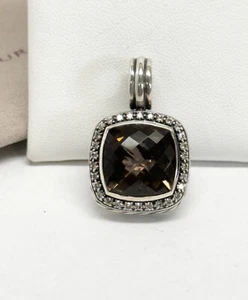 David Yurman Moonlight Ice Albion Smokey Topaz Diamond Enhancer Pendant - Picture 1 of 12