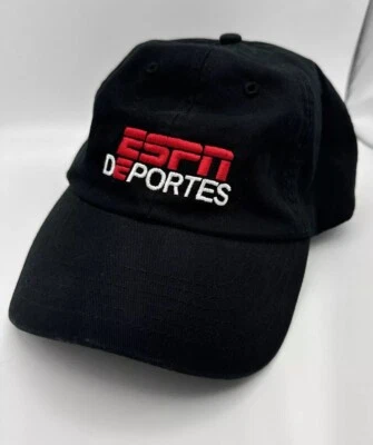 ESPN Deportes Black Dad Hat Baseball Hat Vtg Nos Canvas Cotton Adjustable Logo - Image 1 of 4
