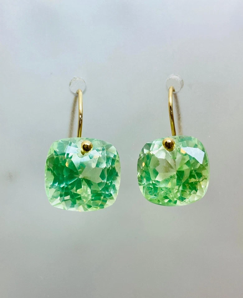 Peridot Gemstone Dangle Drop Earring Solid 10k Gold Jewelry For Someone - Image 1 of 4
