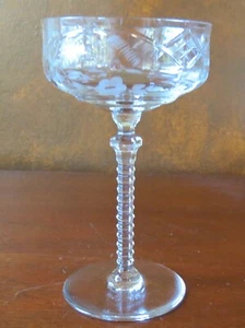 Libbey Rock Sharpe Elaine Cut #1005 Stem Tall Champagne Sherbet(s) - Picture 1 of 5