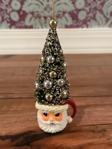 Spazzola Tazza Babbo Natale 6,5" Spazzola Ceramica Fienile Ornamento Albero di Natale - Nuovo - Foto 1 di 3