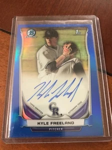 KYLE FREELAND RC AUTO 2014 BOWMAN CHROME DRAFT BLUE REFRACTOR 58/150 Autograph - Picture 1 of 4