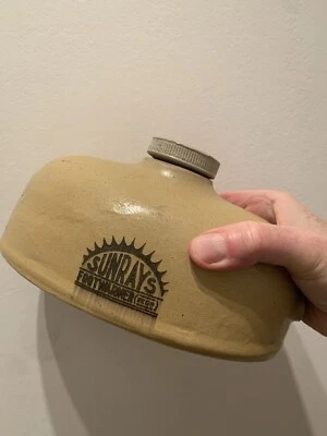 Antique SUNRAYS Stoneware Foot Warmer Bed Warmer Brown Glazed - Image 1 of 4