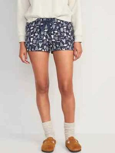 Nuevo con etiquetas Antiguo Pijama Boxer Azul Marino Franela Pantalones Cortos para Dormir Azul Árbol Oso Ciervo Mujeres XL - Imagen 1 de 5