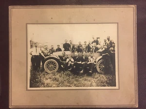 Vintage Antique Roadster Car with Men 5" x 7" Mounted Photograph - Picture 1 of 10