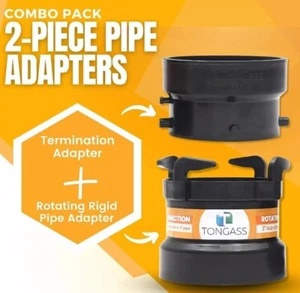 Tongass 3" RV Sewer Pipe Adapters, Rotating Rigid & Termination, 2-Piece Set - Picture 1 of 5