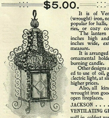 1896 Victorian Architecture Ad Venetian Wrought Iron Lantern Lighting Swag 4021 Cover