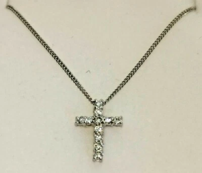 PLATINUM & DIAMOND encrusted CROSS pendant c/w fine curb chain Ready to wear set - Image 1 of 4