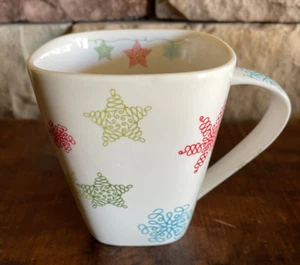 Starbucks 2005 Christmas Holiday Square 10oz Kaffeebecher mit Sternen und Schneeflocken - Bild 1 von 5